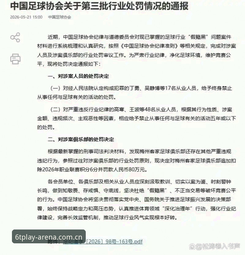 T体育专属平台 3大看点解读足协第三批禁足名单:65人受罚,17人终身禁足